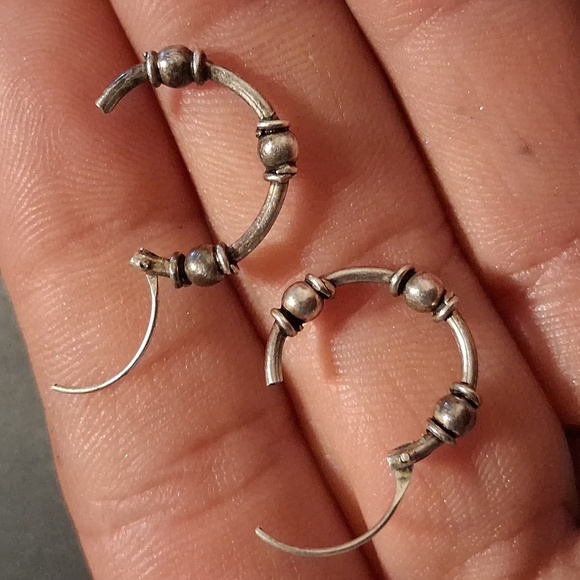 Sterling Silver Ball Bearing Earrings & Bracelet Jewelry Set. - Picture 3 of 8